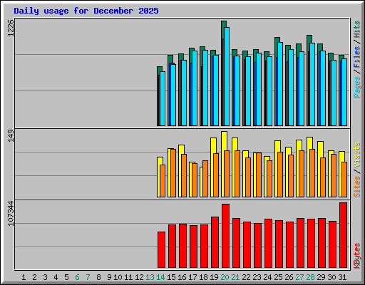 Daily usage for December 2025